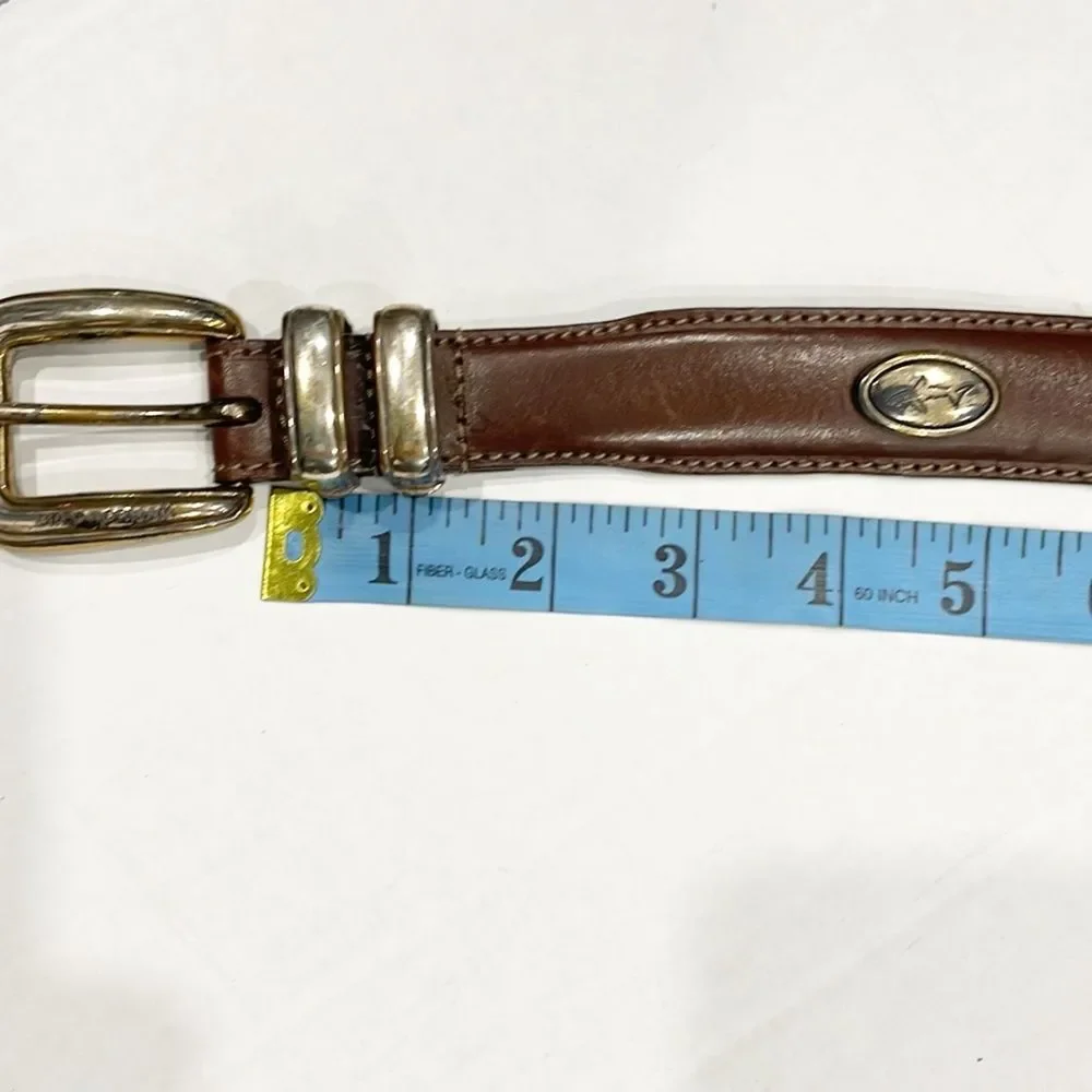 Greg Norman‎ Mens golf belt Genuine leather with shark conchos Sz 40 Brown